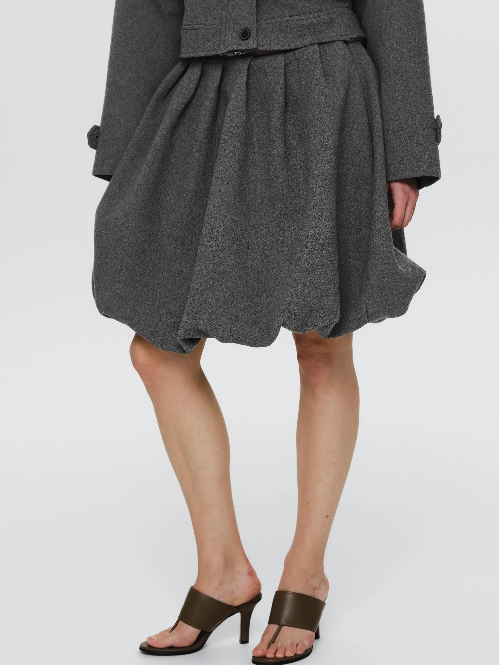 Elastic Waist Bubble Skirt, Grey sold by Source Unknown