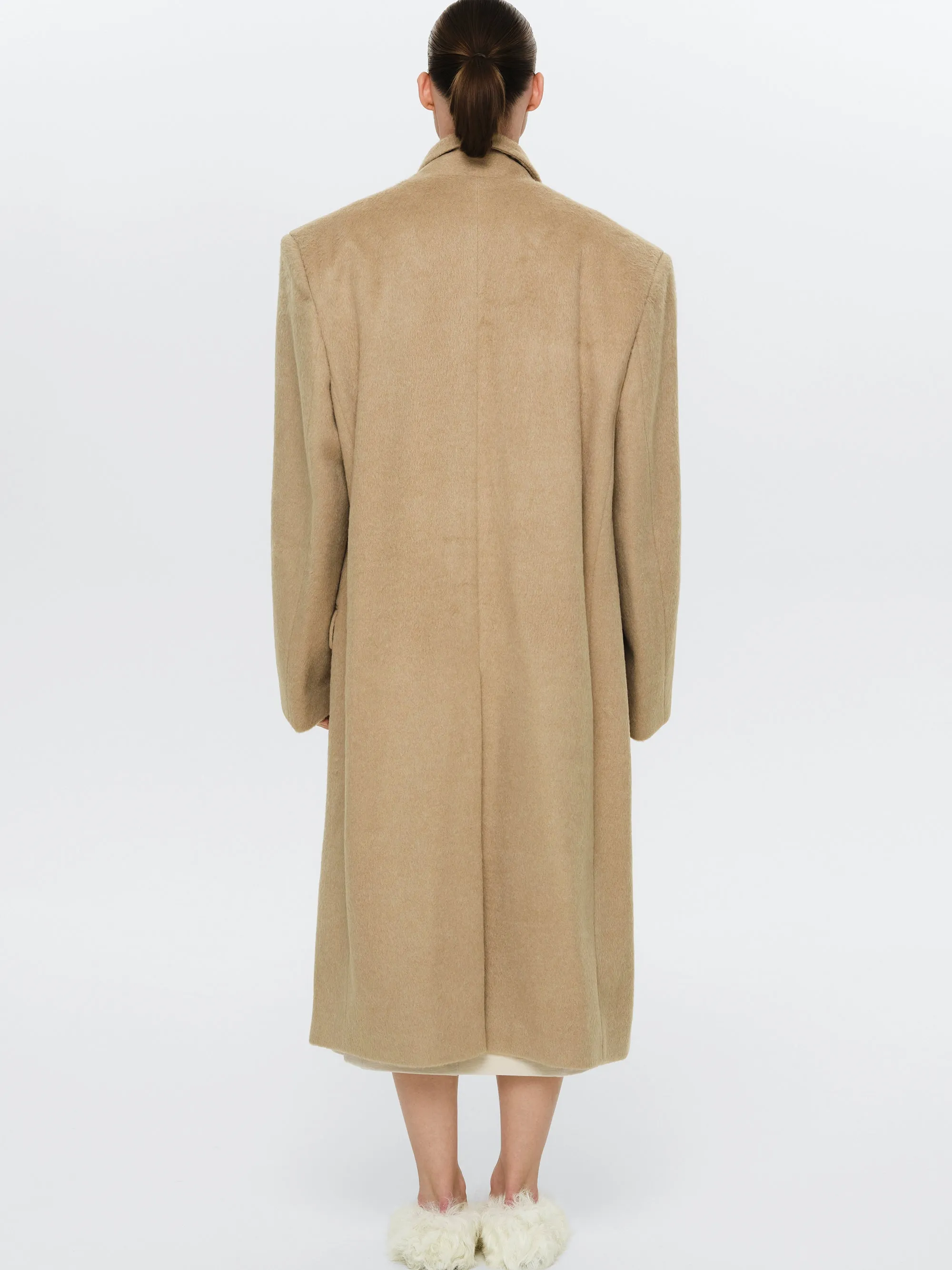 Oversized Brushed Coat, Beige sold by Source Unknown product image thumbnail 4