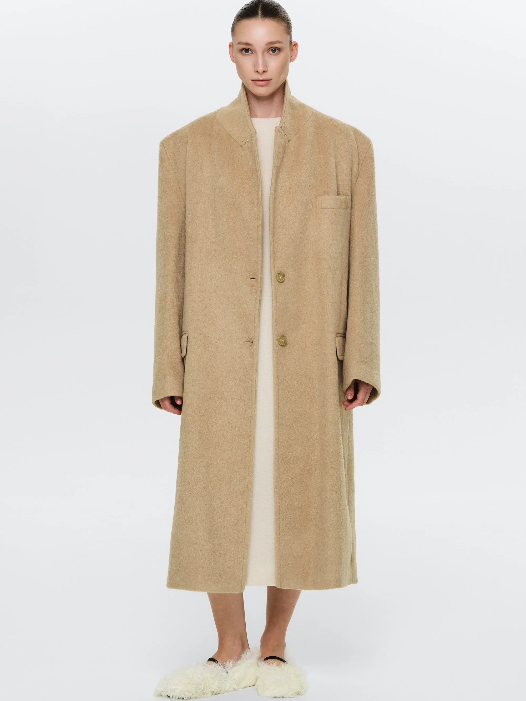 Oversized Brushed Coat, Beige sold by Source Unknown product image thumbnail 2