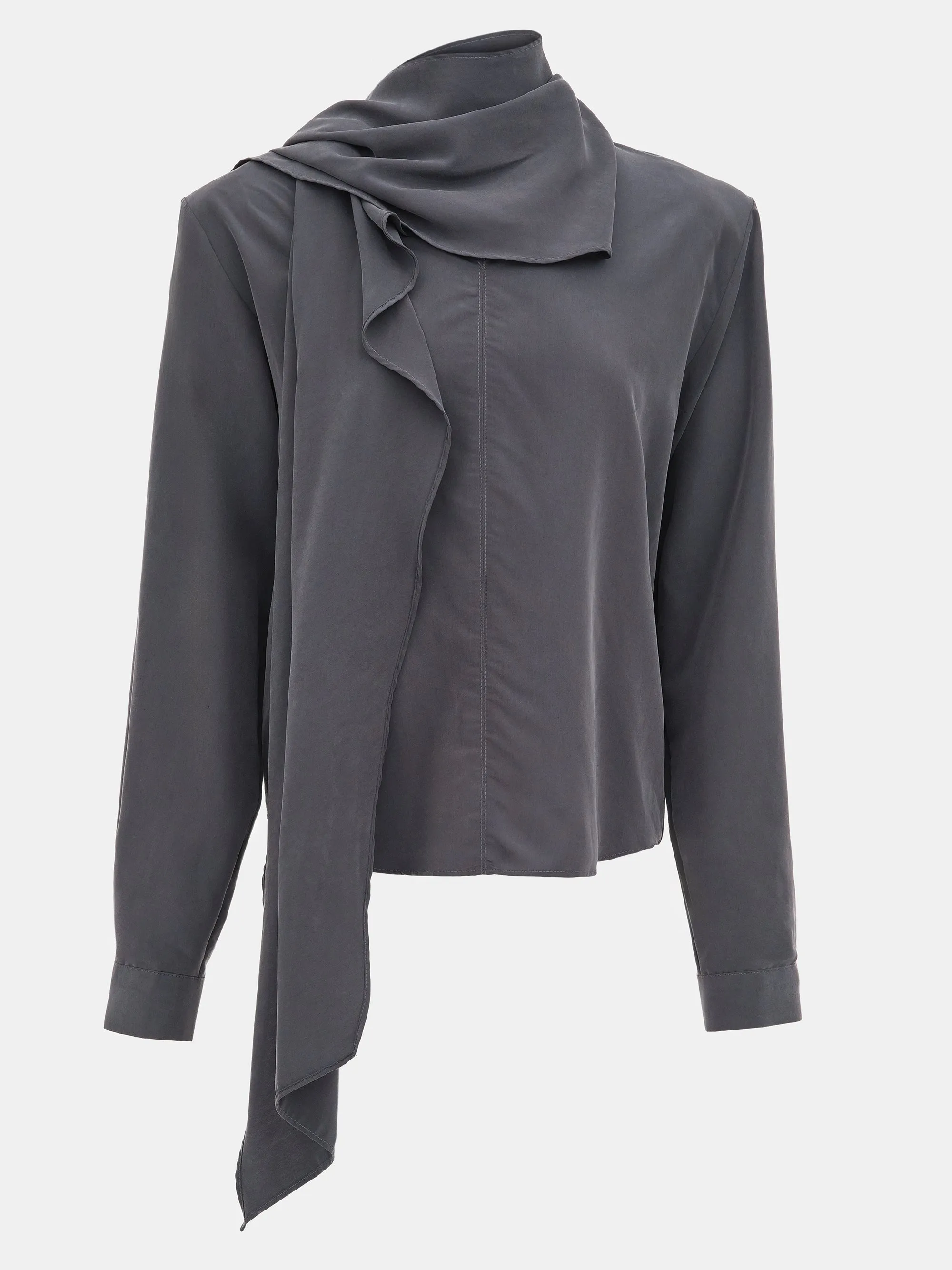 Scarf Tencel Blouse, Charcoal sold by Source Unknown product image thumbnail 5