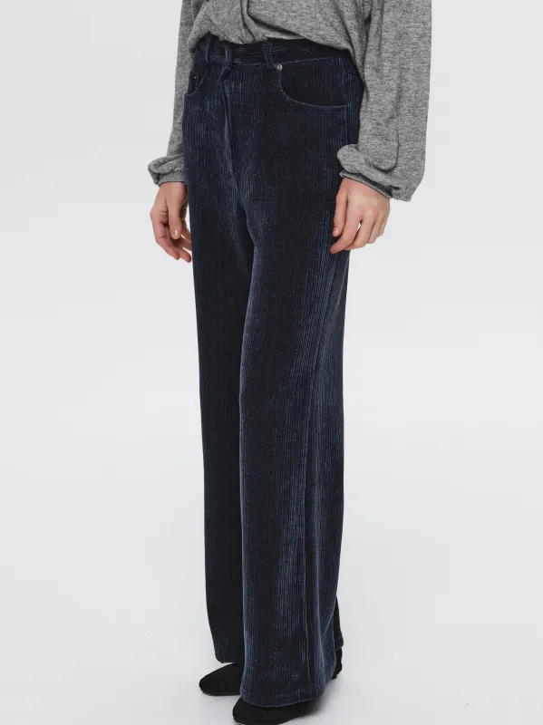 Flared Corduroy Velvet Pants, Navy sold by Source Unknown