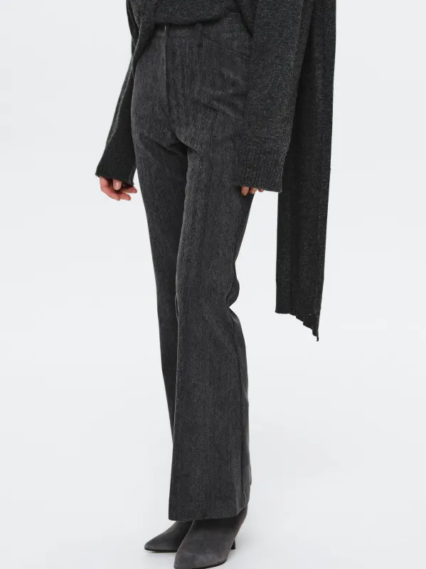 Tailored Corduroy Velvet Pants, Charcoal sold by Source Unknown