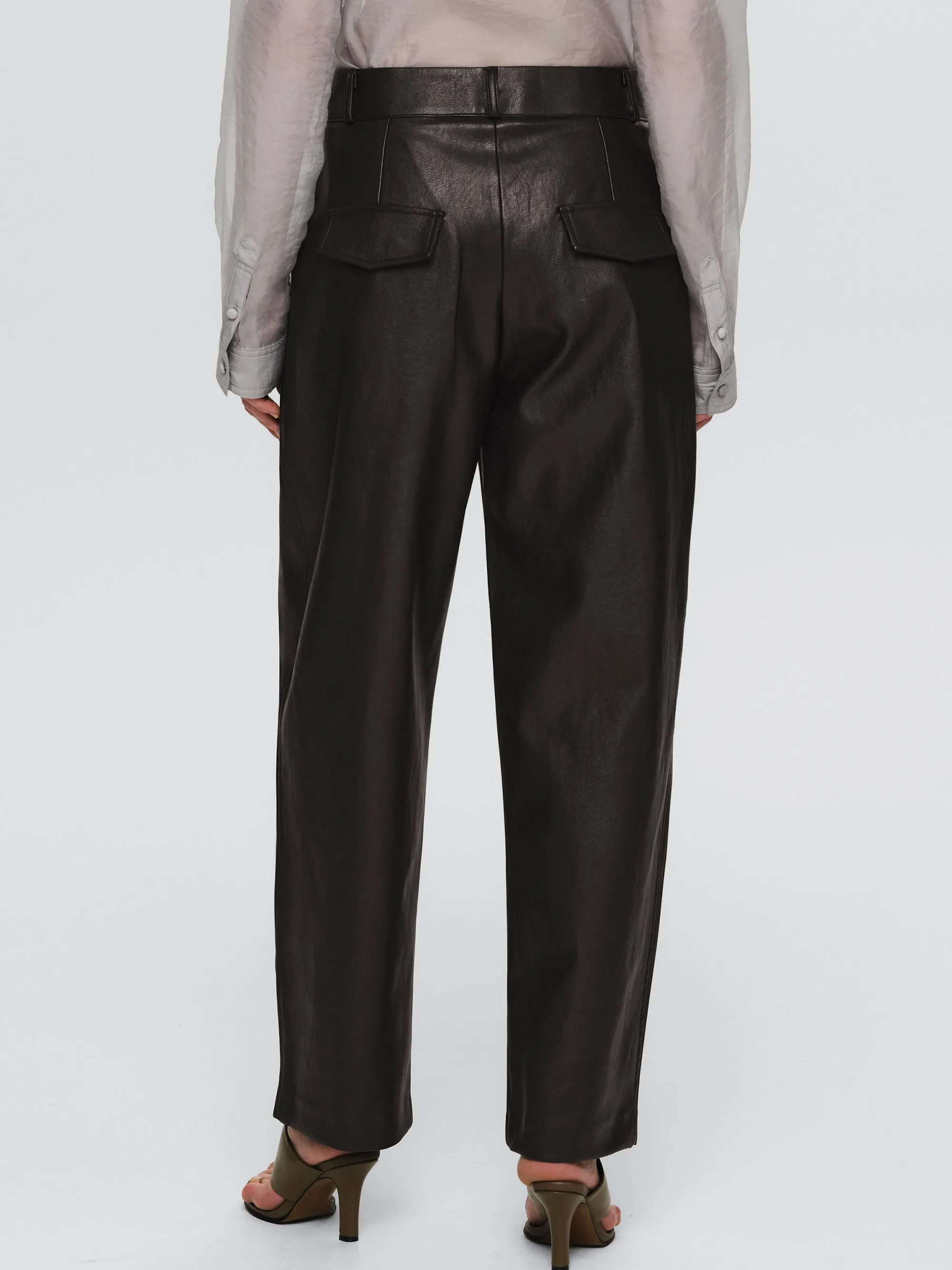 Faux-Leather Tapered Pants, Dark Plum sold by Source Unknown product image thumbnail 4