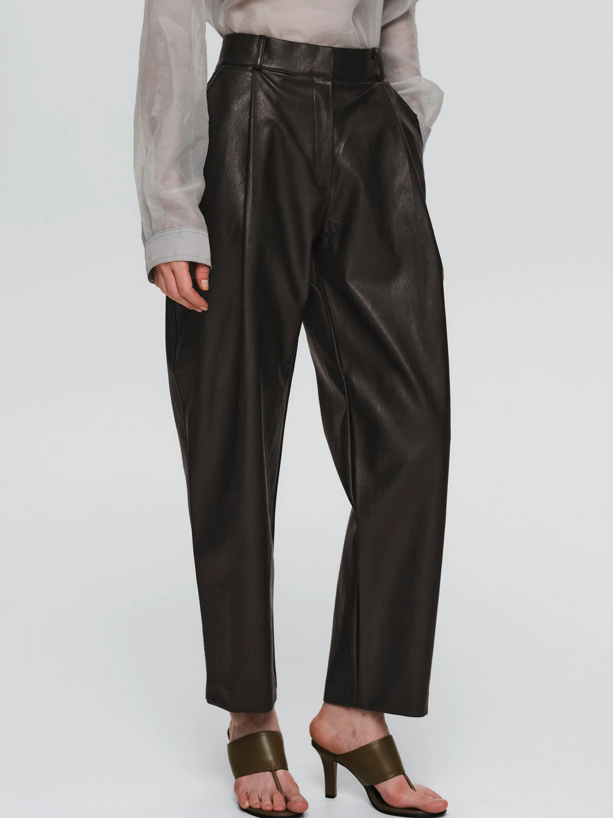 Faux-Leather Tapered Pants, Dark Plum sold by Source Unknown product image thumbnail 3