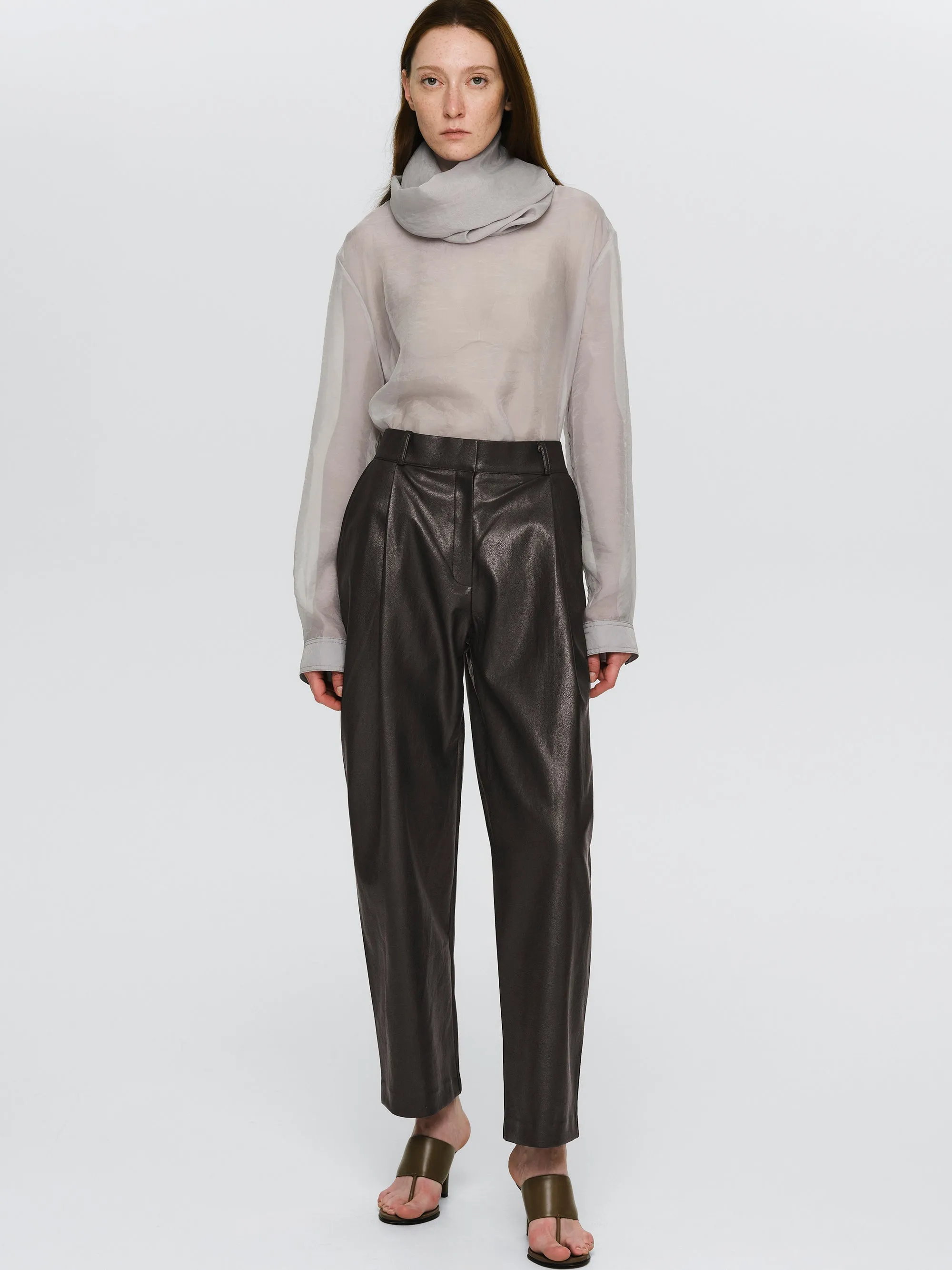 Faux-Leather Tapered Pants, Dark Plum sold by Source Unknown product image thumbnail 2