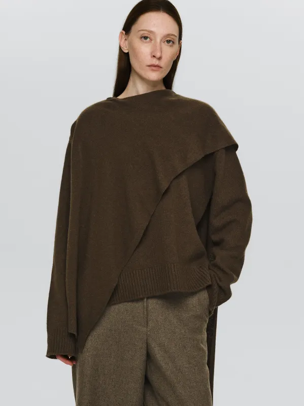 Asymmetric Collar Jumper, Brown sold by Source Unknown