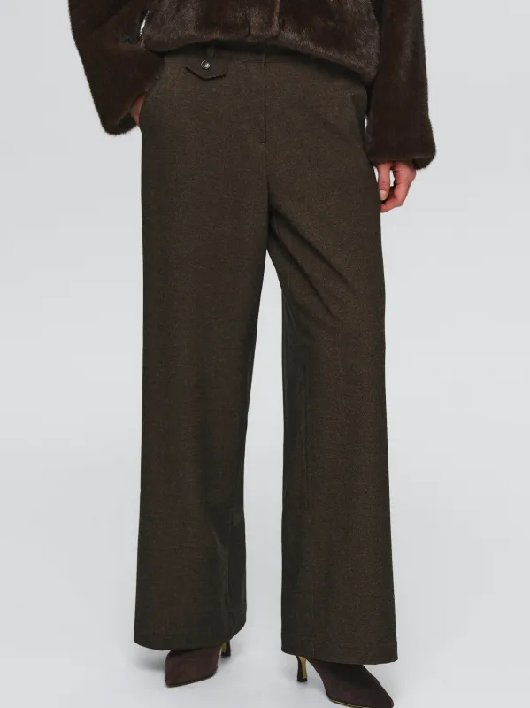 Button Tab Trousers, Brown sold by Source Unknown