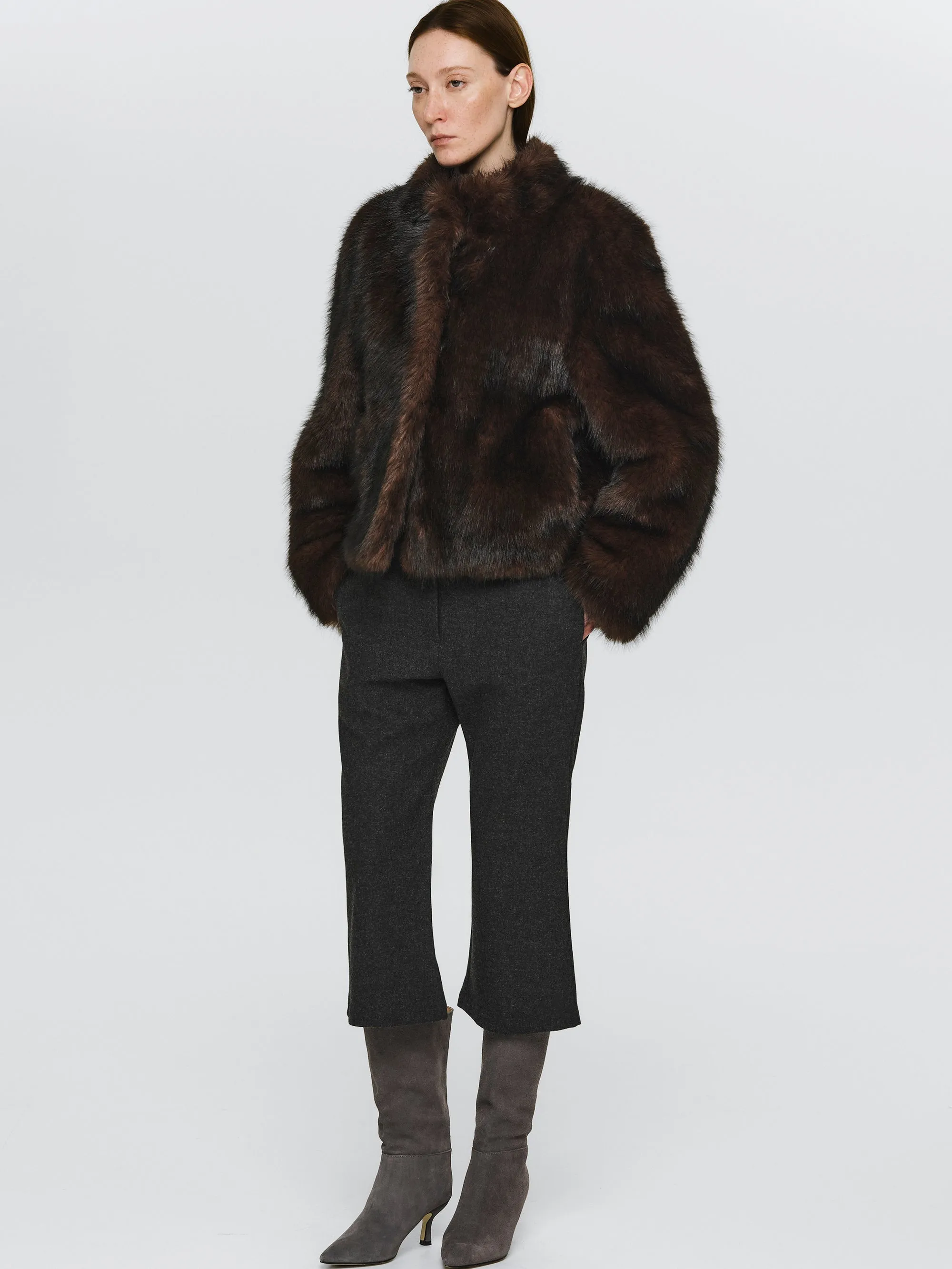 Wool-Blend Knee Pants, Brown sold by Source Unknown