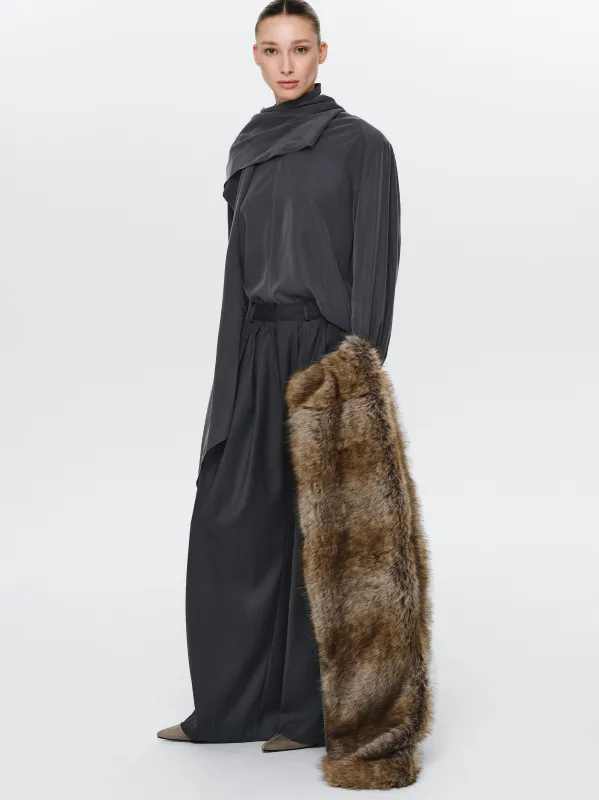 Faux Shearling Scarf, Brown sold by Source Unknown