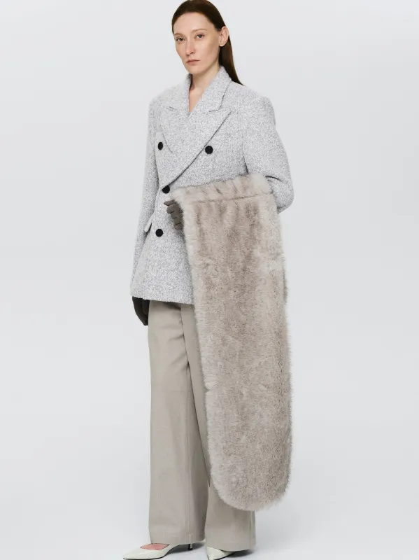 Faux Shearling Scarf, Grey sold by Source Unknown