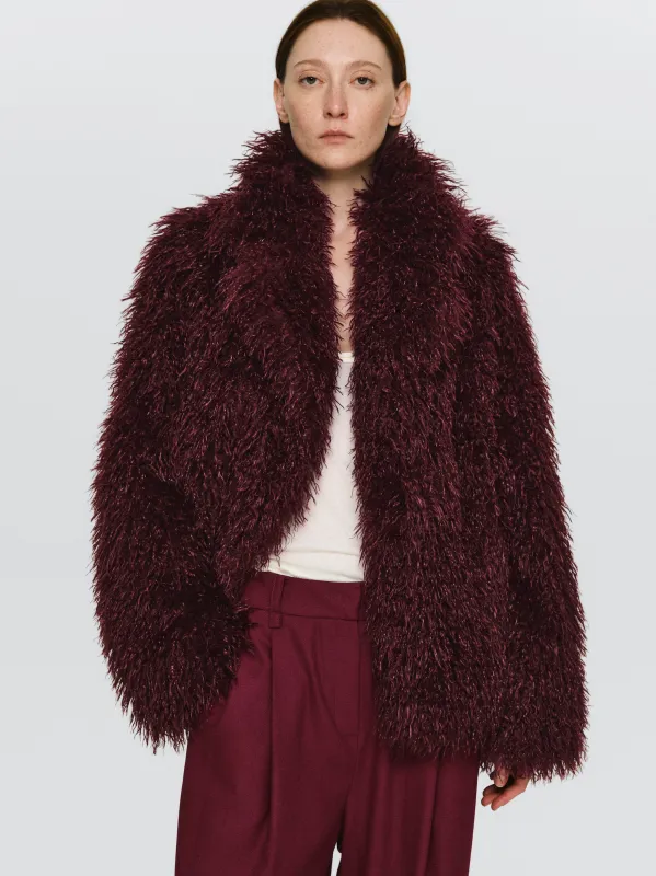 Faux-Fur Coat, Plum sold by Source Unknown
