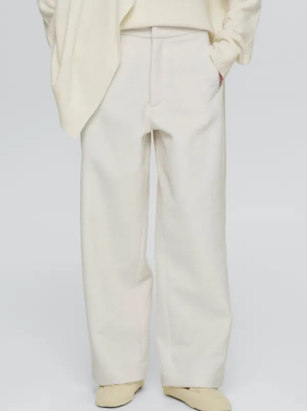 Brushed Tailored Trousers, Ivory sold by Source Unknown