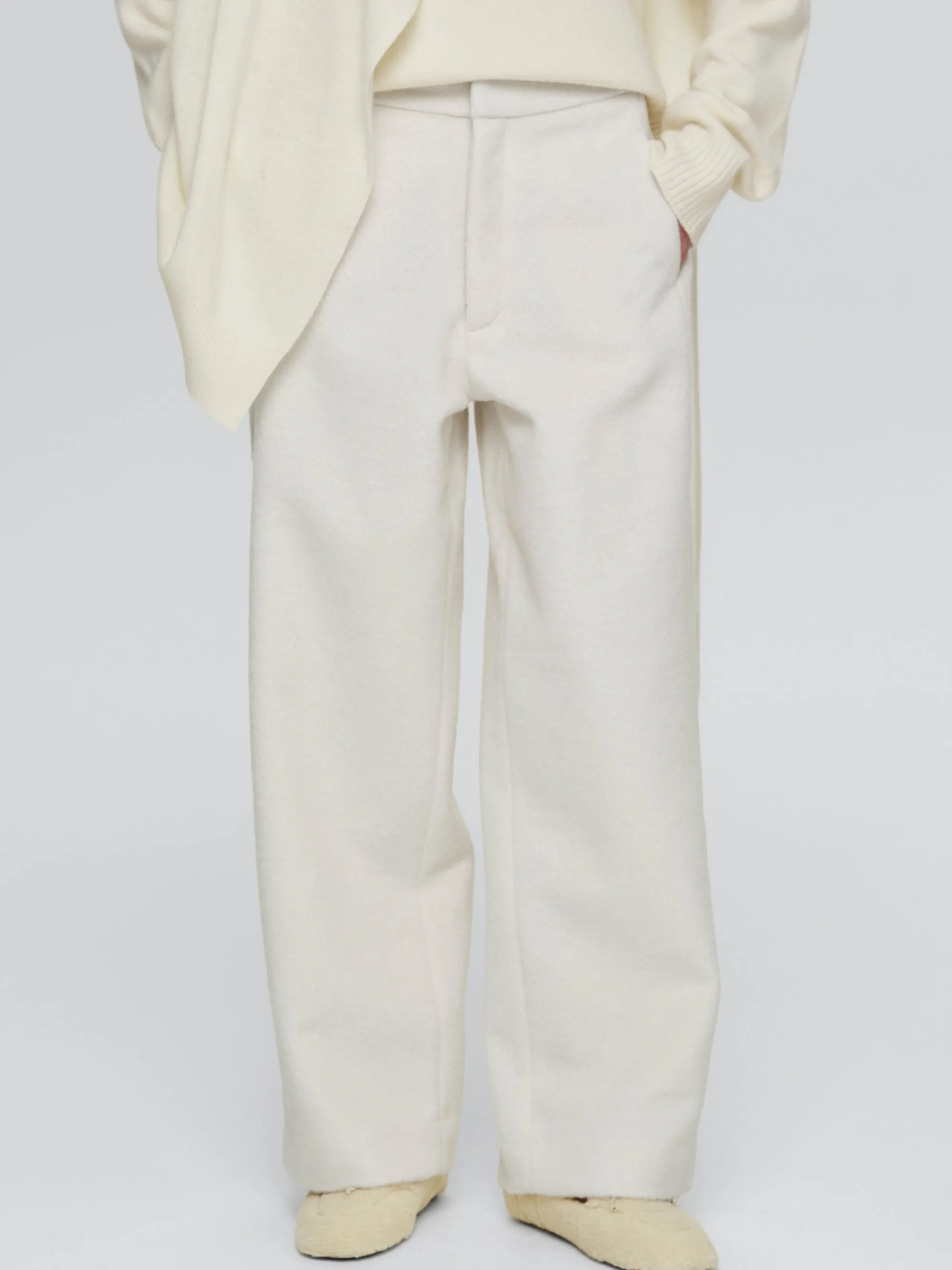 Brushed Tailored Trousers, Ivory sold by Source Unknown