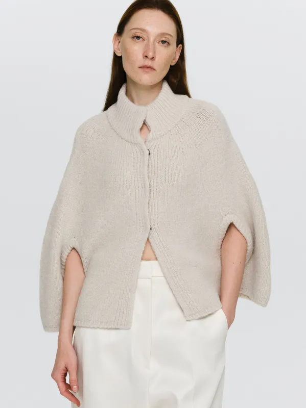 High Collar Knit Cape, Ivory sold by Source Unknown