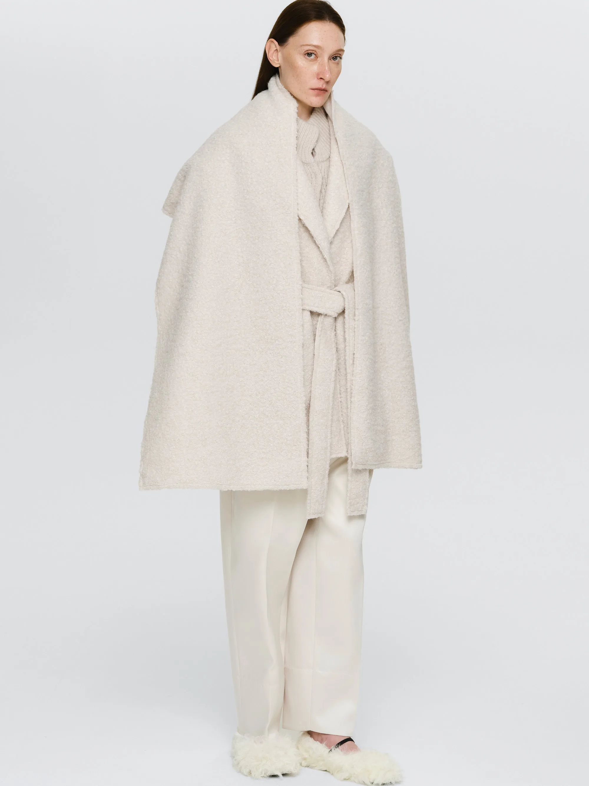 Oversized Shawl-Collar Blazer, Ivory sold by Source Unknown product image thumbnail 3