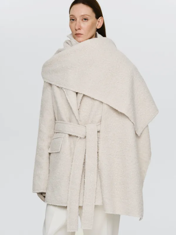 Oversized Shawl-Collar Blazer, Ivory made by Source Unknown