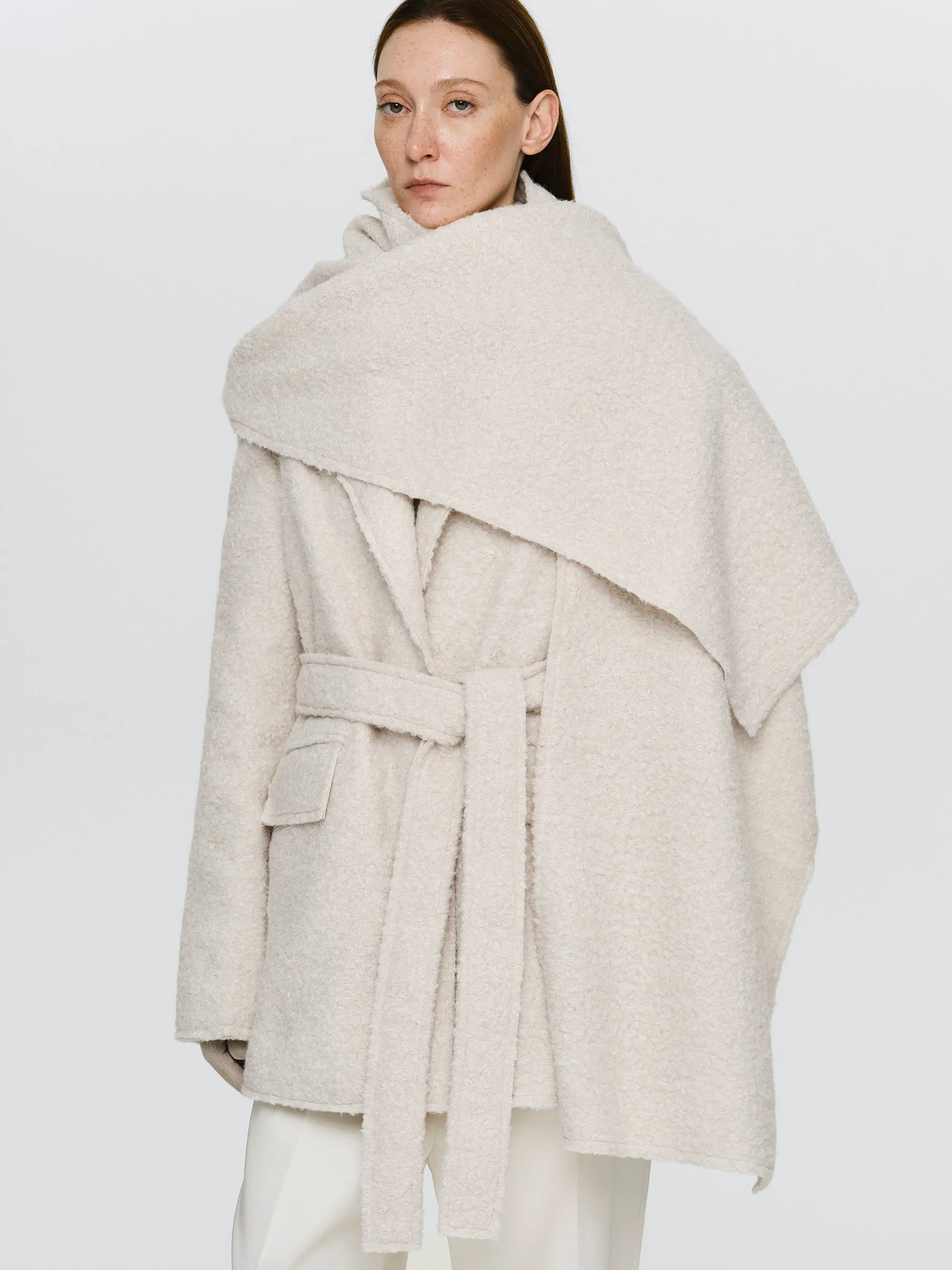 Oversized Shawl-Collar Blazer, Ivory sold by Source Unknown