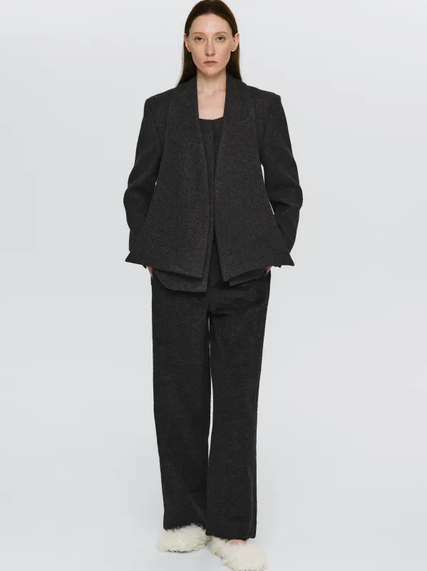 Scarf Lapel Blazer, Charcoal sold by Source Unknown