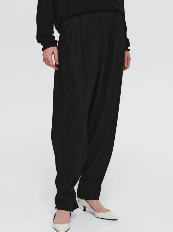 Button Tapered Trousers, Black sold by Source Unknown