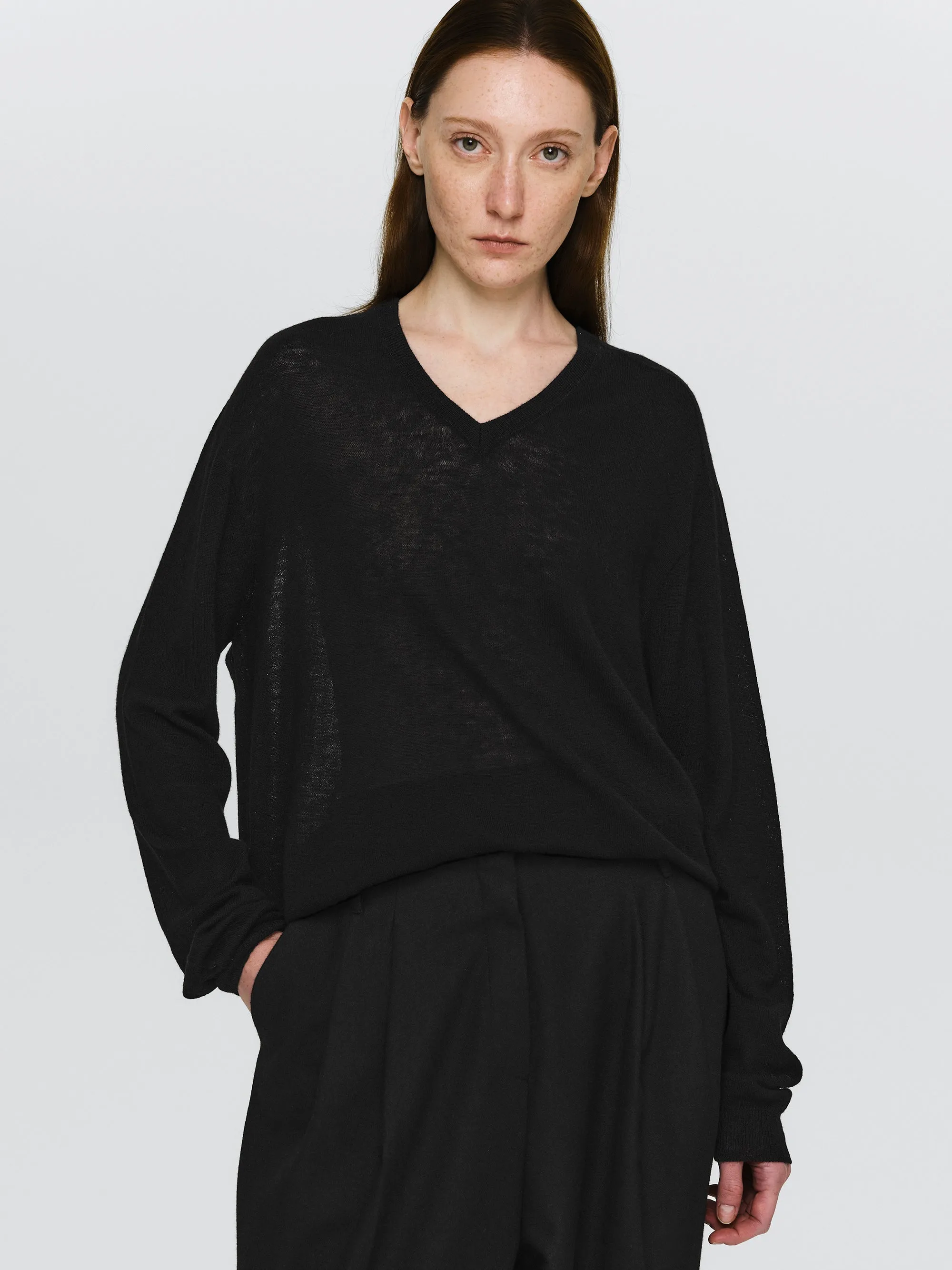 Merino Wool V-Neck Knit, Black sold by Source Unknown product image thumbnail 3