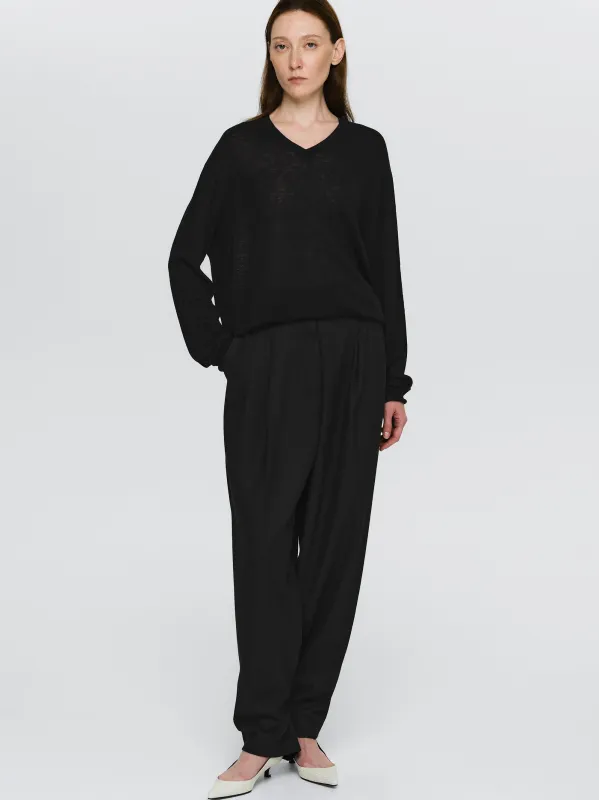 Merino Wool V-Neck Knit, Black sold by Source Unknown