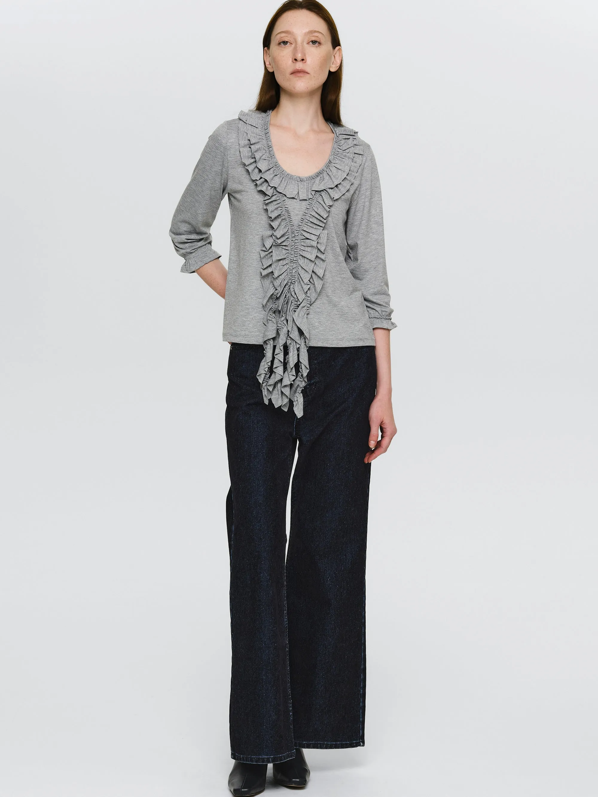 Flared Flocked Jeans, Navy sold by Source Unknown product image thumbnail 4