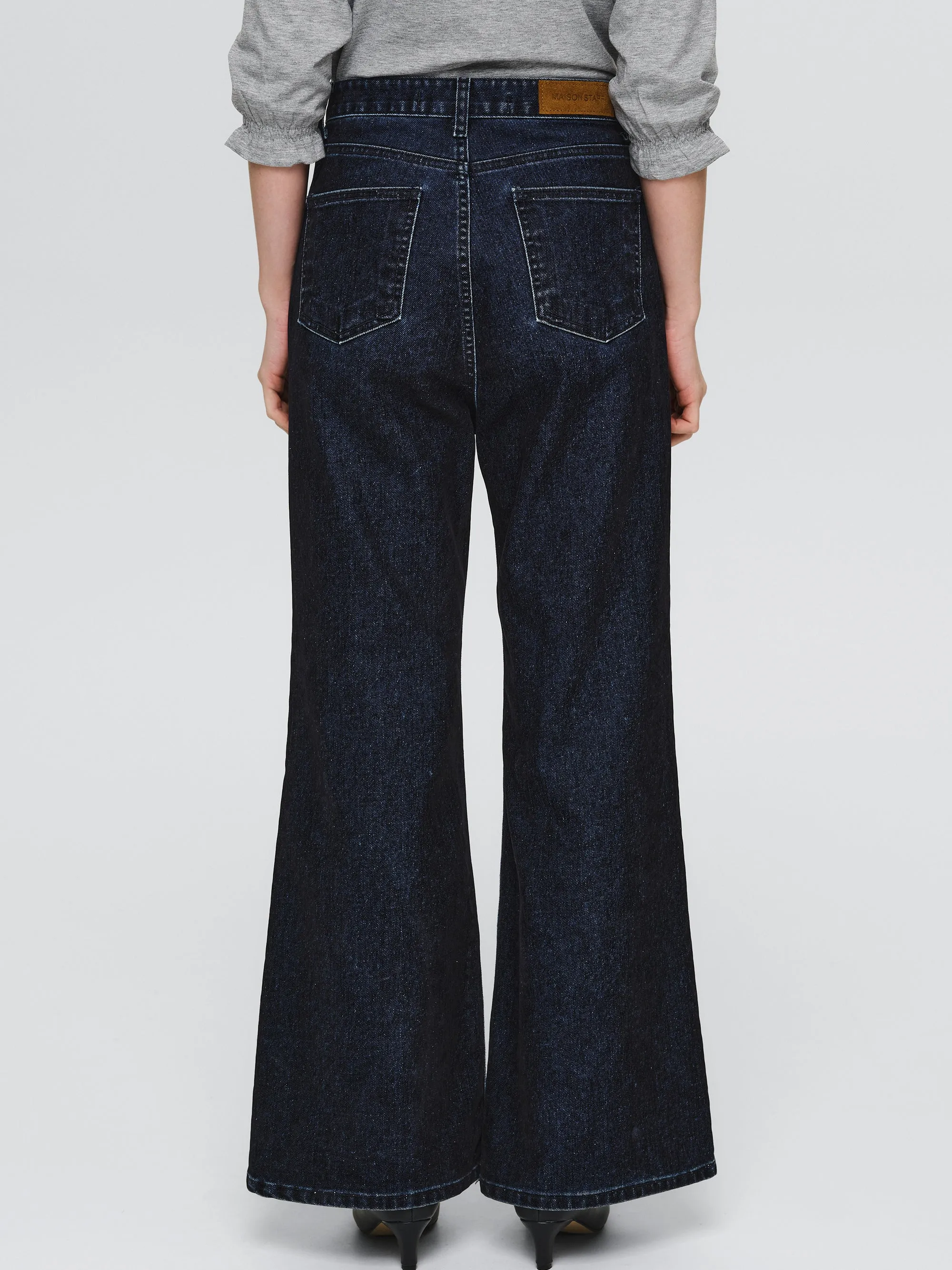 Flared Flocked Jeans, Navy sold by Source Unknown product image thumbnail 5