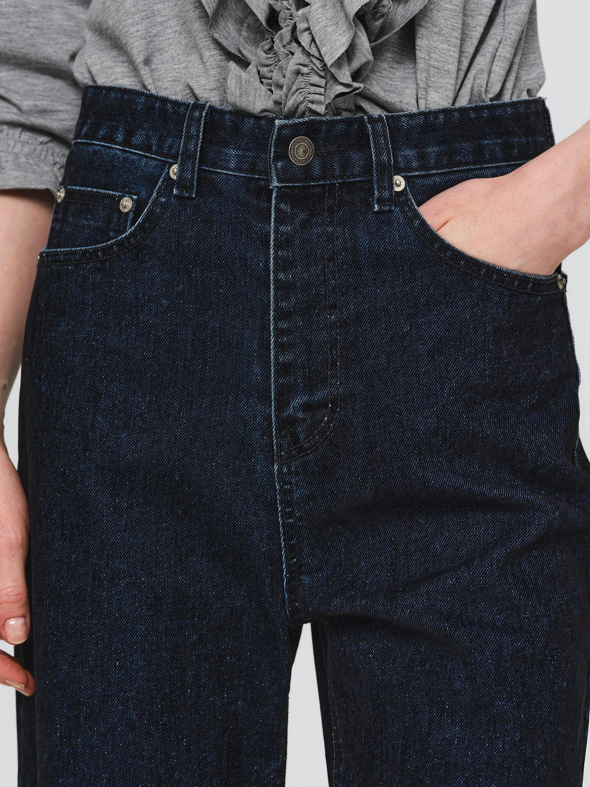 Flared Flocked Jeans, Navy sold by Source Unknown product image thumbnail 2