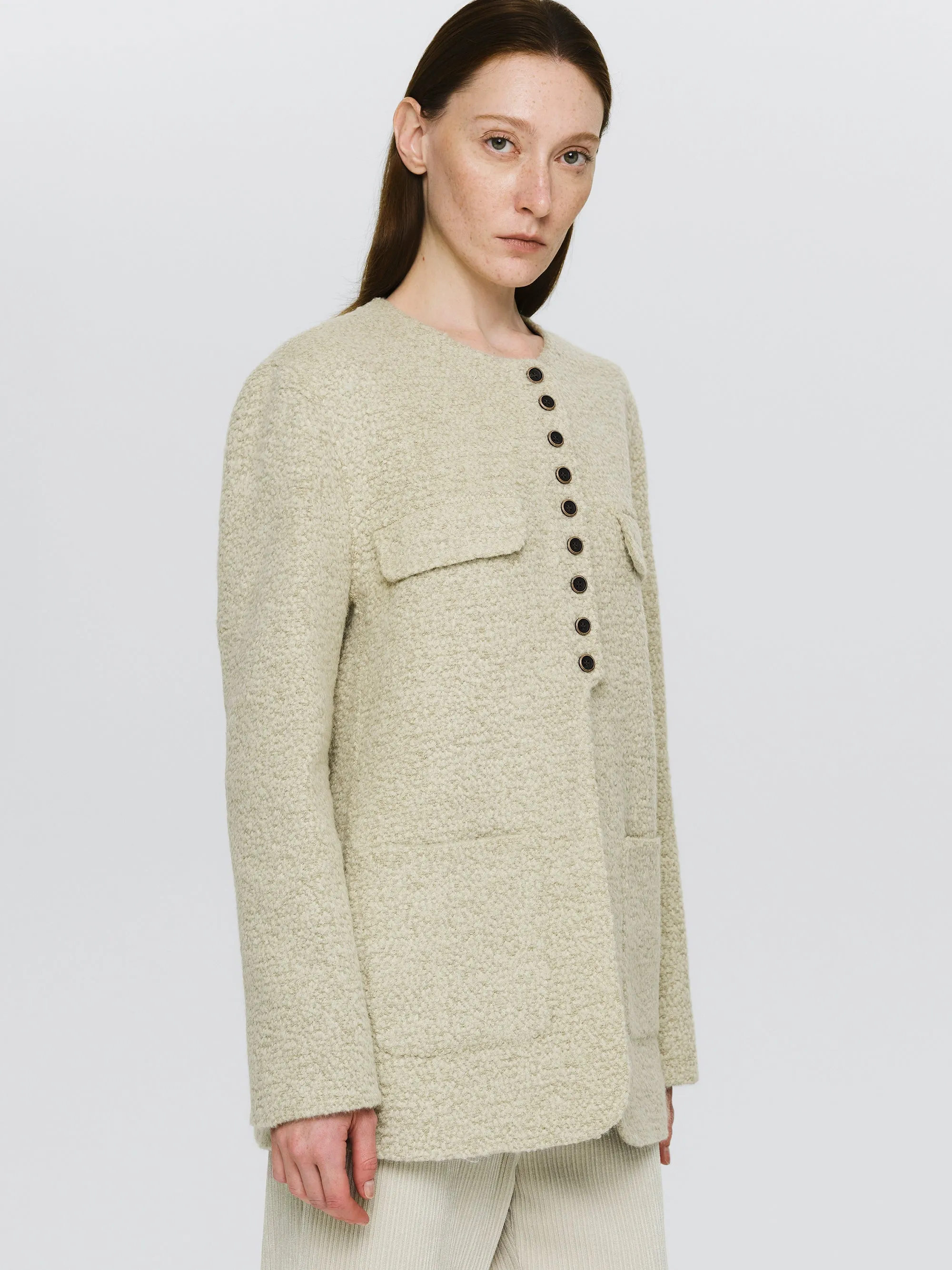 Wool-Blend Button Jacket, Sage sold by Source Unknown product image thumbnail 3