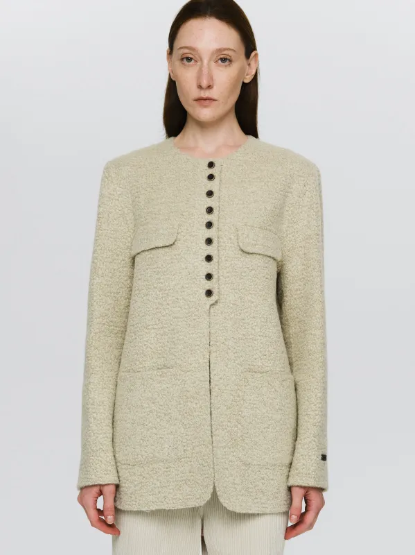 Wool-Blend Button Jacket, Sage sold by Source Unknown