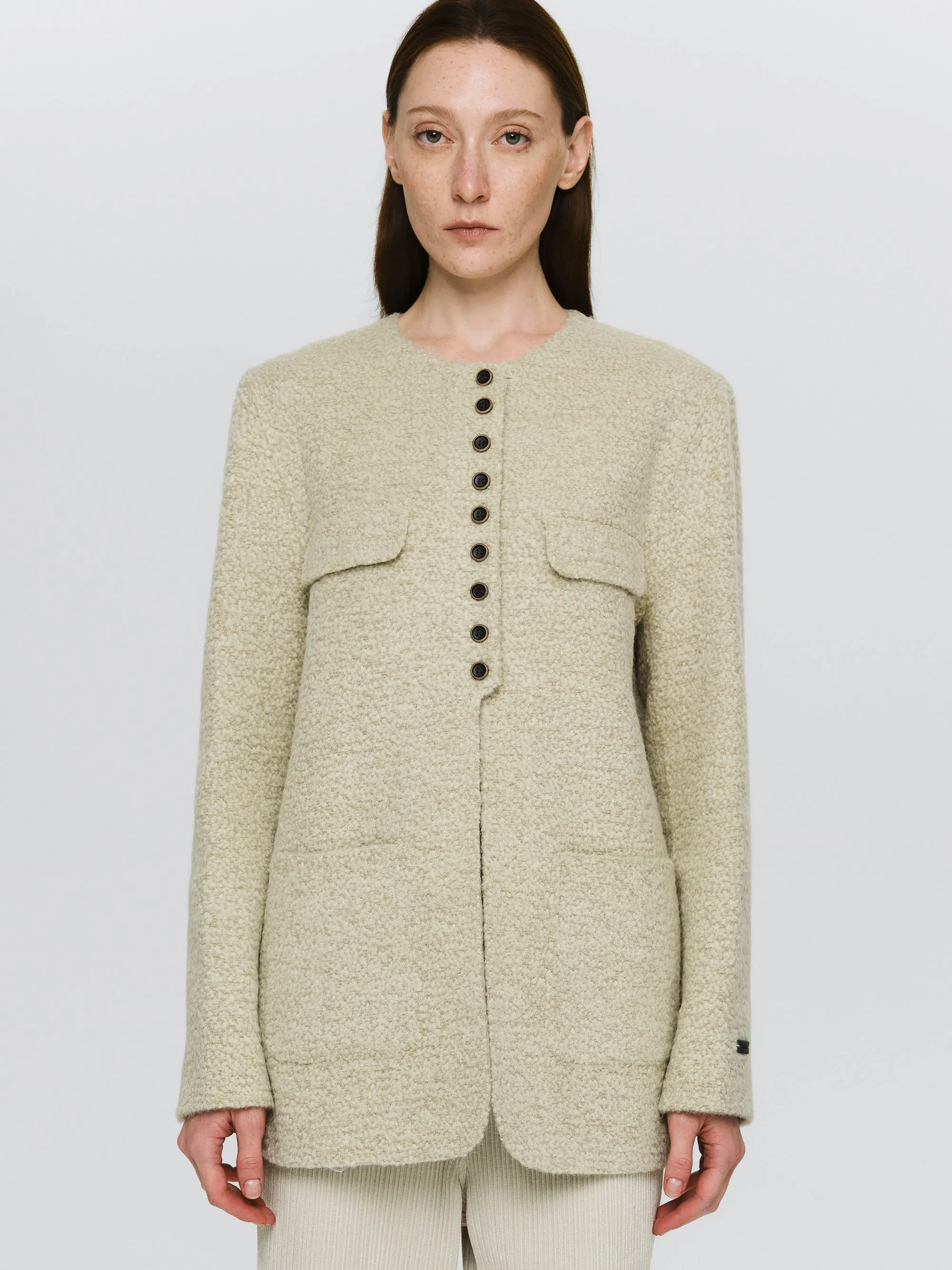 Wool-Blend Button Jacket, Sage sold by Source Unknown