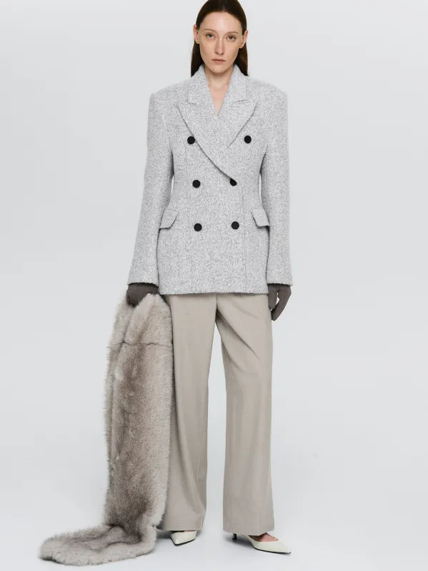 Button Tab Trousers, Greige sold by Source Unknown