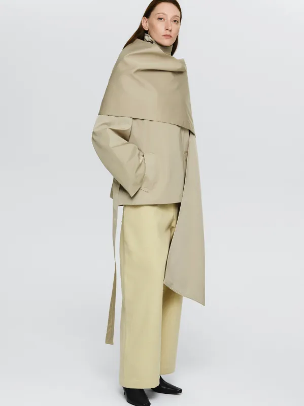 Scarf Short Trench Coat, Beige sold by Source Unknown