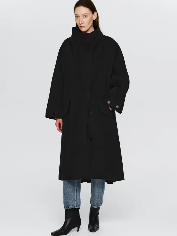Wool-Cashmere Blend Coat, Black sold by Source Unknown