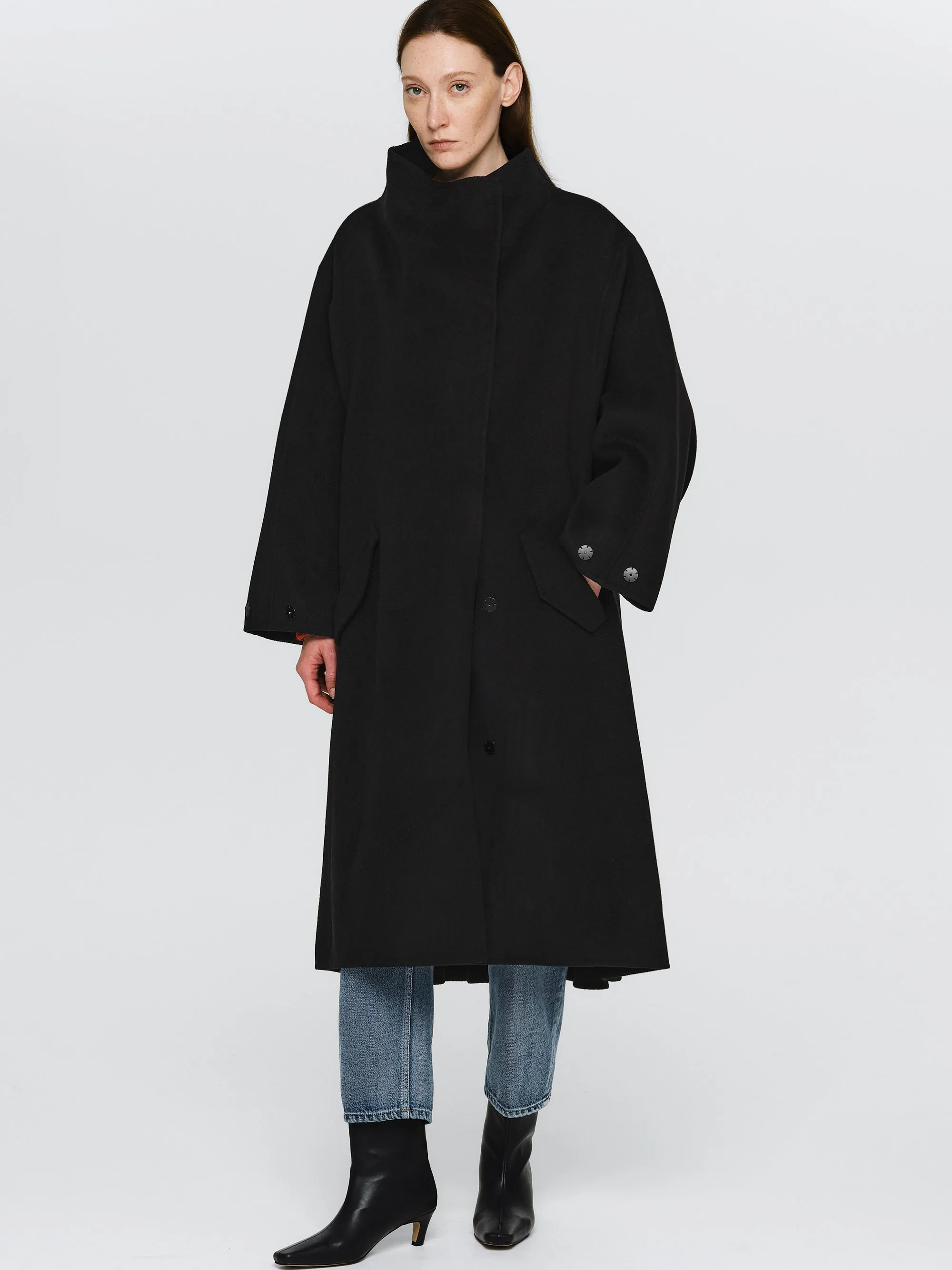 Wool-Cashmere Blend Coat, Black sold by Source Unknown