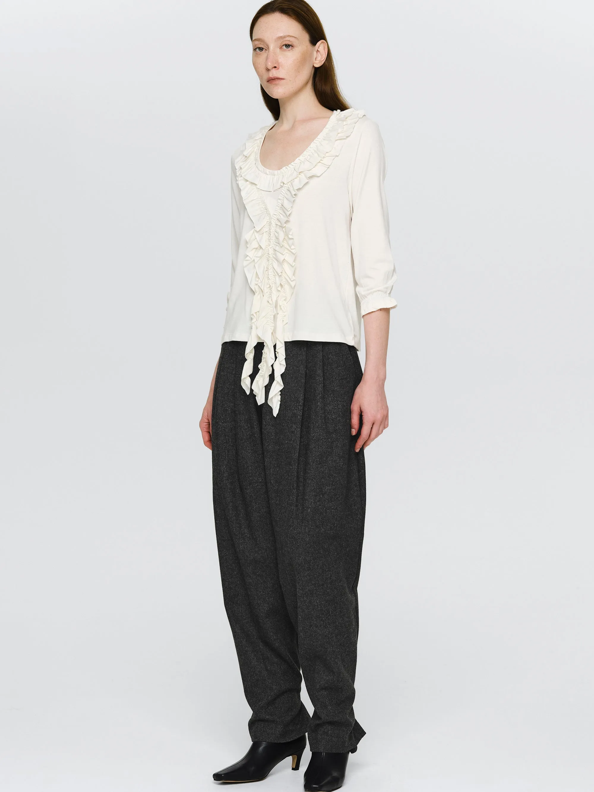 Tiered Ruffle T-Shirt, Ivory sold by Source Unknown product image thumbnail 2