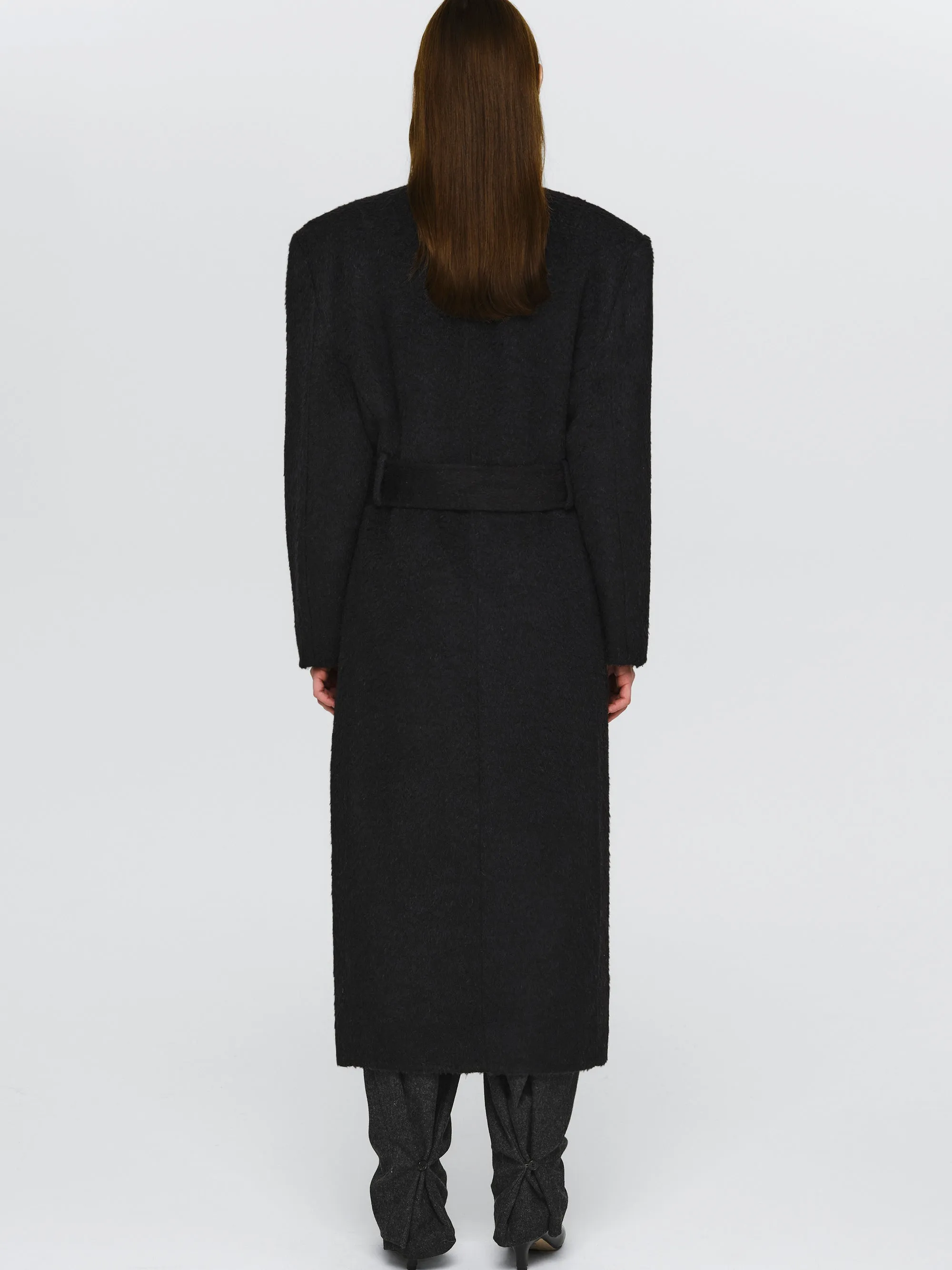 Cinched Robe Long Coat, Black sold by Source Unknown product image thumbnail 4
