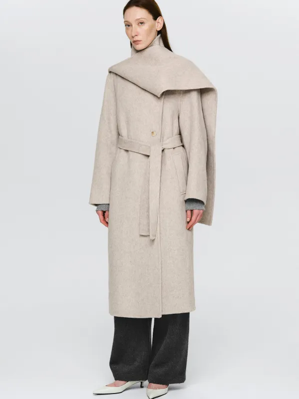 Double Lapel Scarf Coat, Ivory sold by Source Unknown