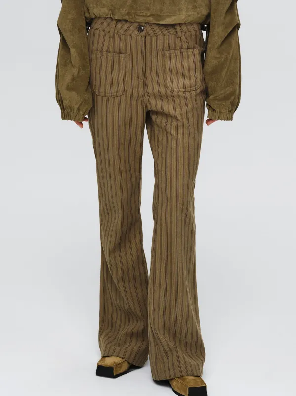 Striped Pocket Trousers, Brown sold by Source Unknown
