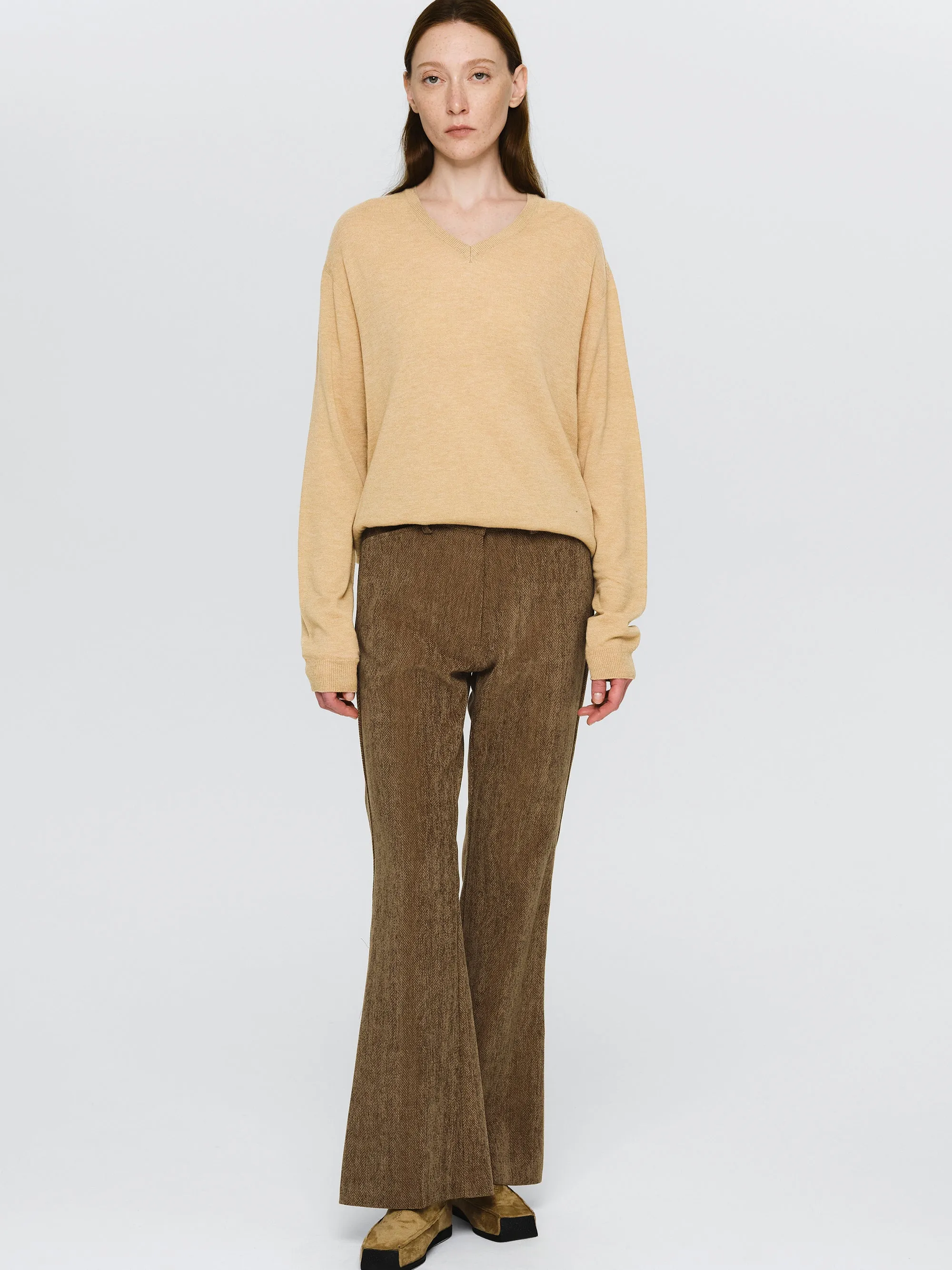 Tailored Corduroy Velvet Pants, Brown sold by Source Unknown
