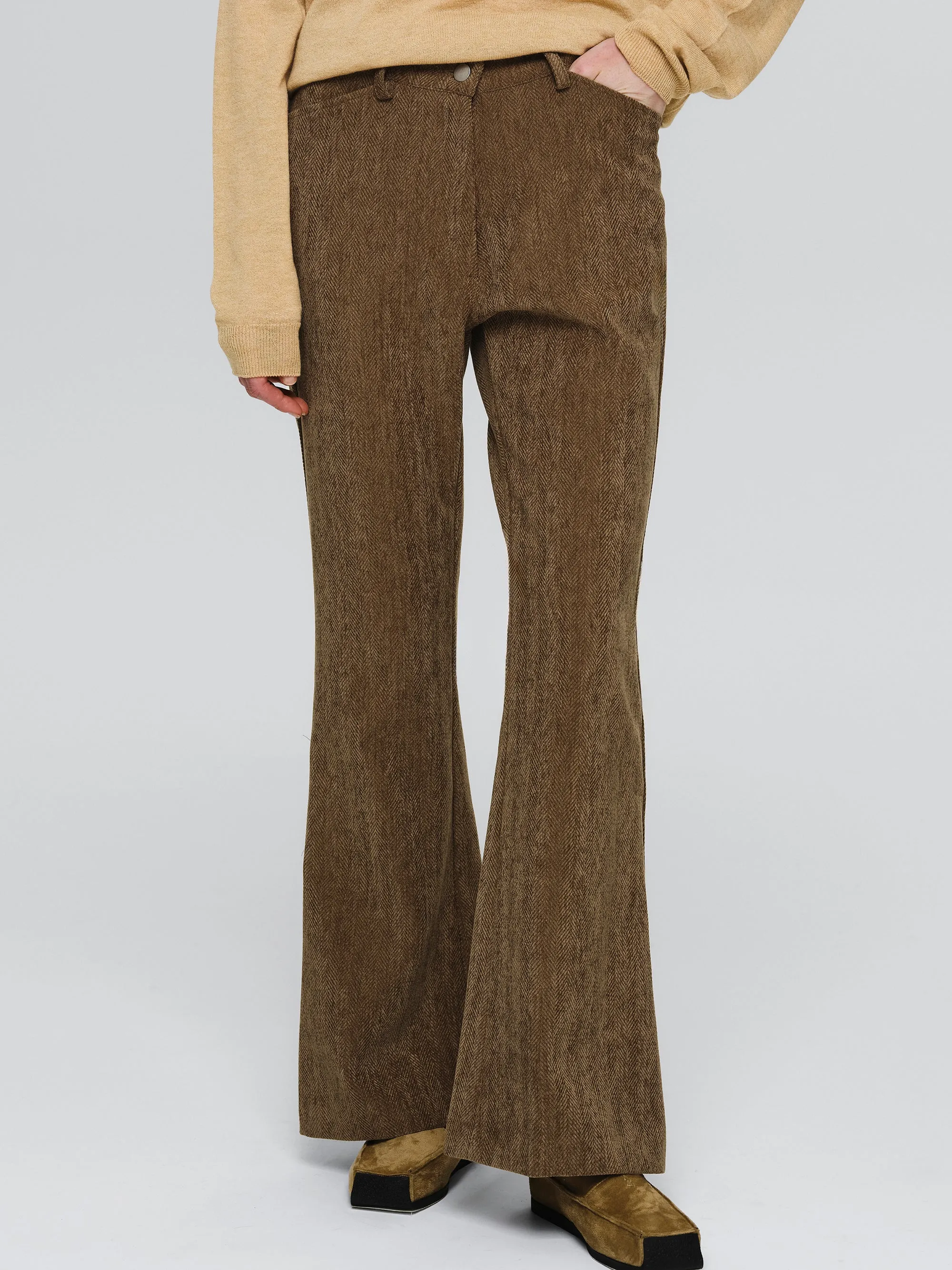 Tailored Corduroy Velvet Pants, Brown sold by Source Unknown product image thumbnail 3