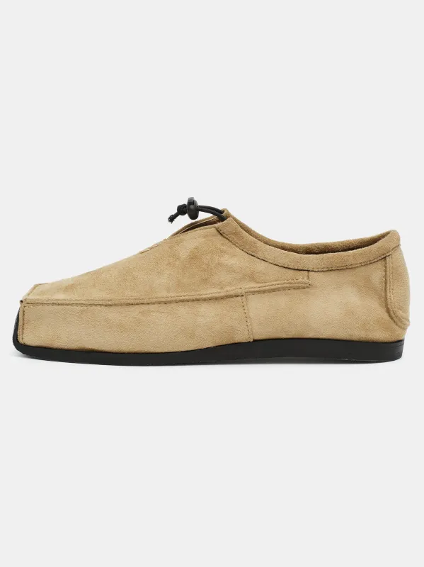 Square Toe Moccasin, Beige sold by Source Unknown