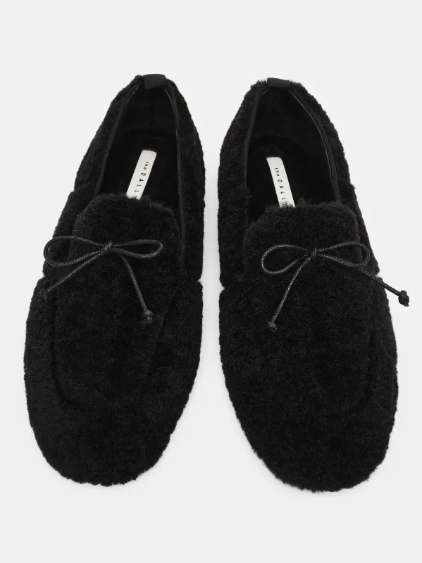 Shearling Moccasin Loafers, Black sold by Source Unknown