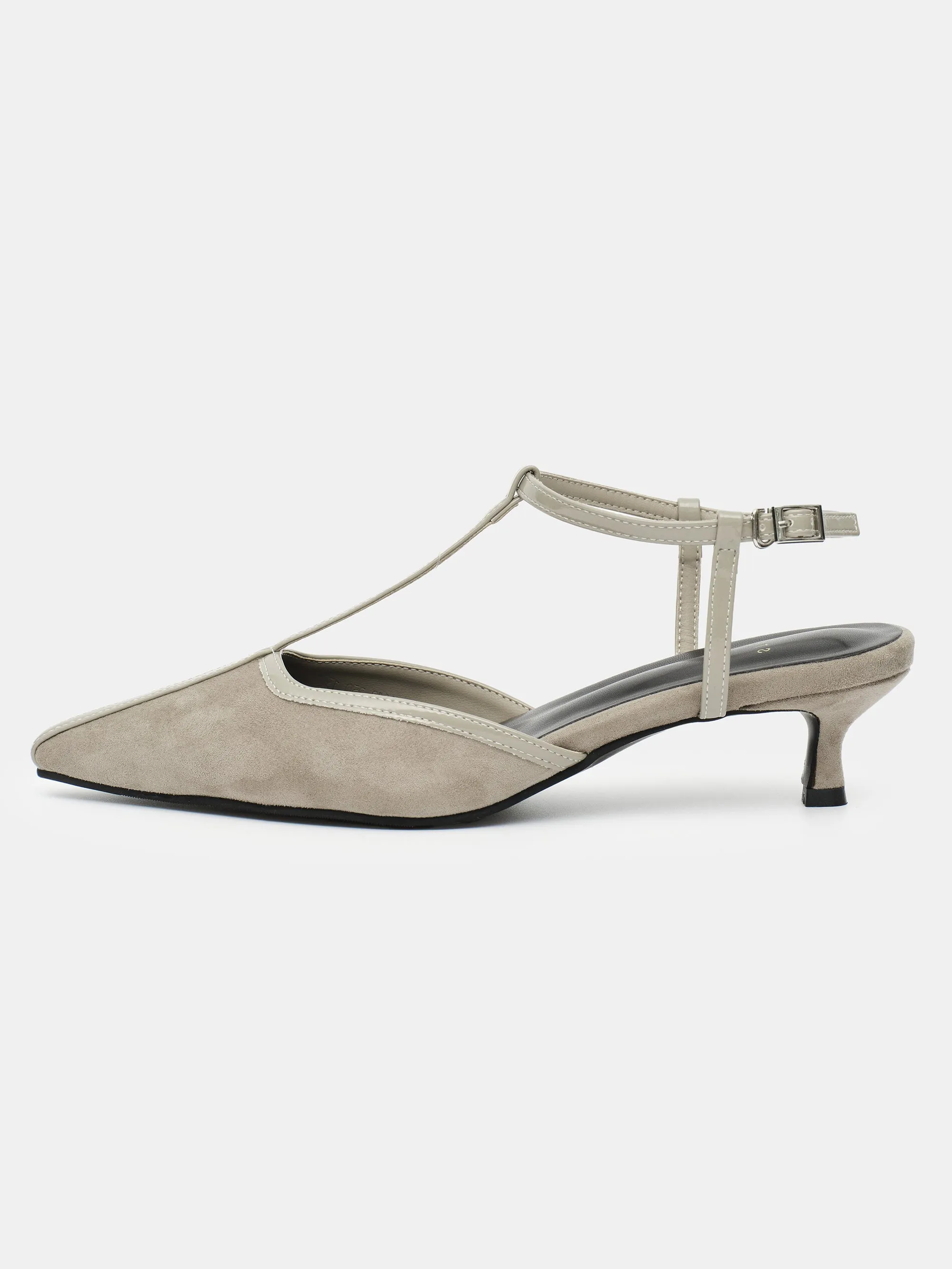 T-Strap Suede Slingback Heels, Ash sold by Source Unknown product image thumbnail 2