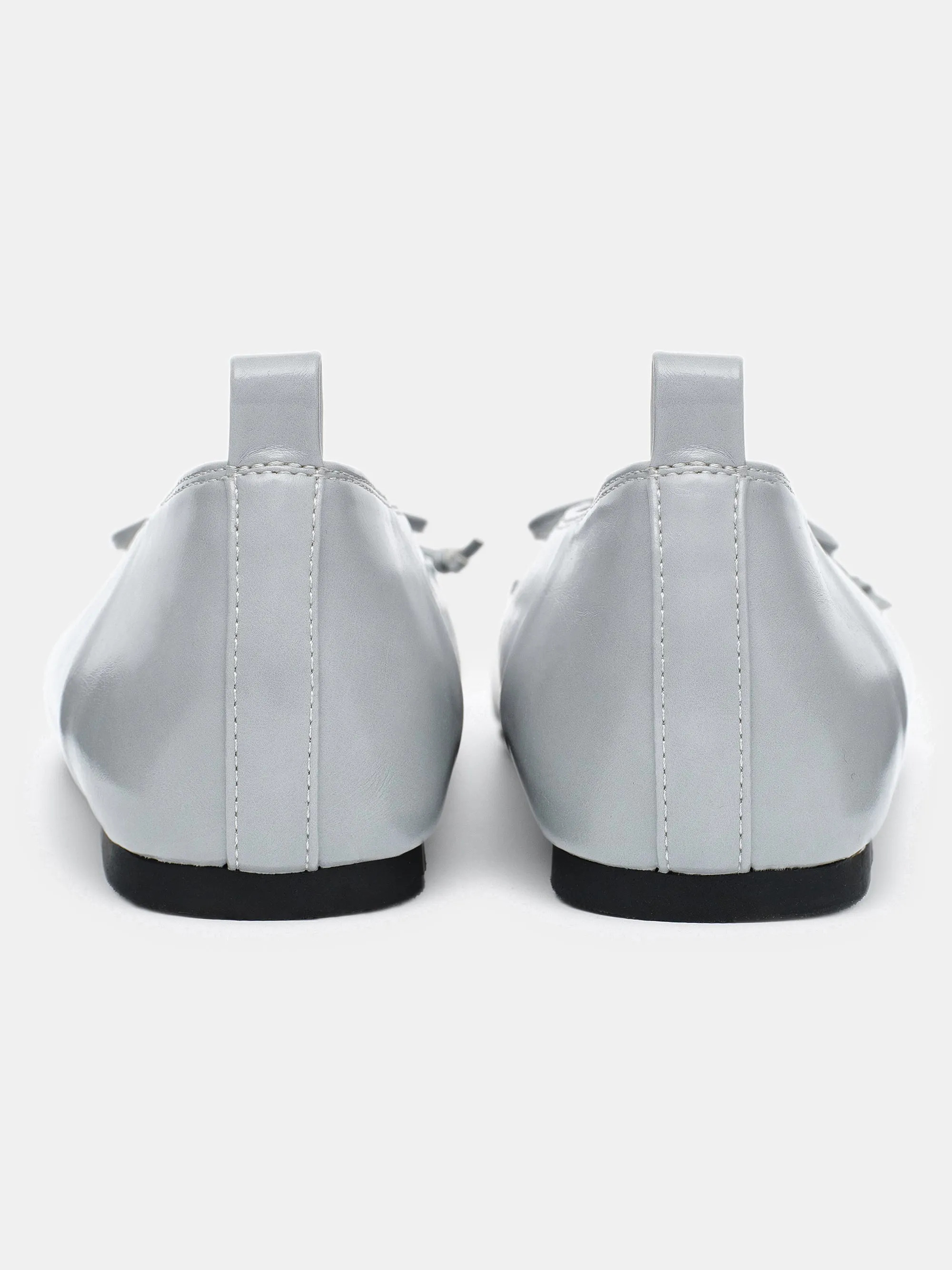 Bow Leather Ballerina Flats, Grey sold by Source Unknown product image thumbnail 4