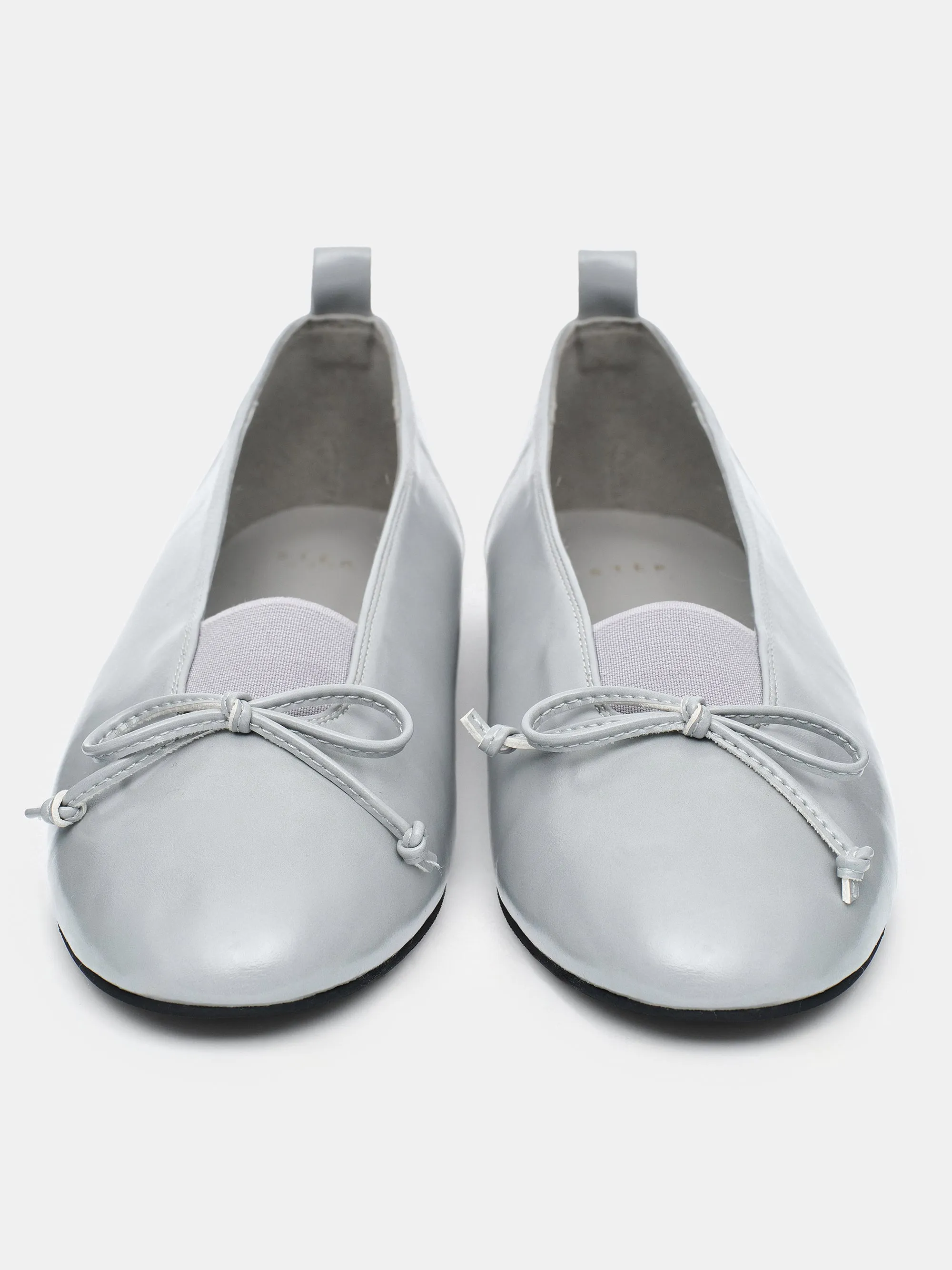 Bow Leather Ballerina Flats, Grey sold by Source Unknown product image thumbnail 3