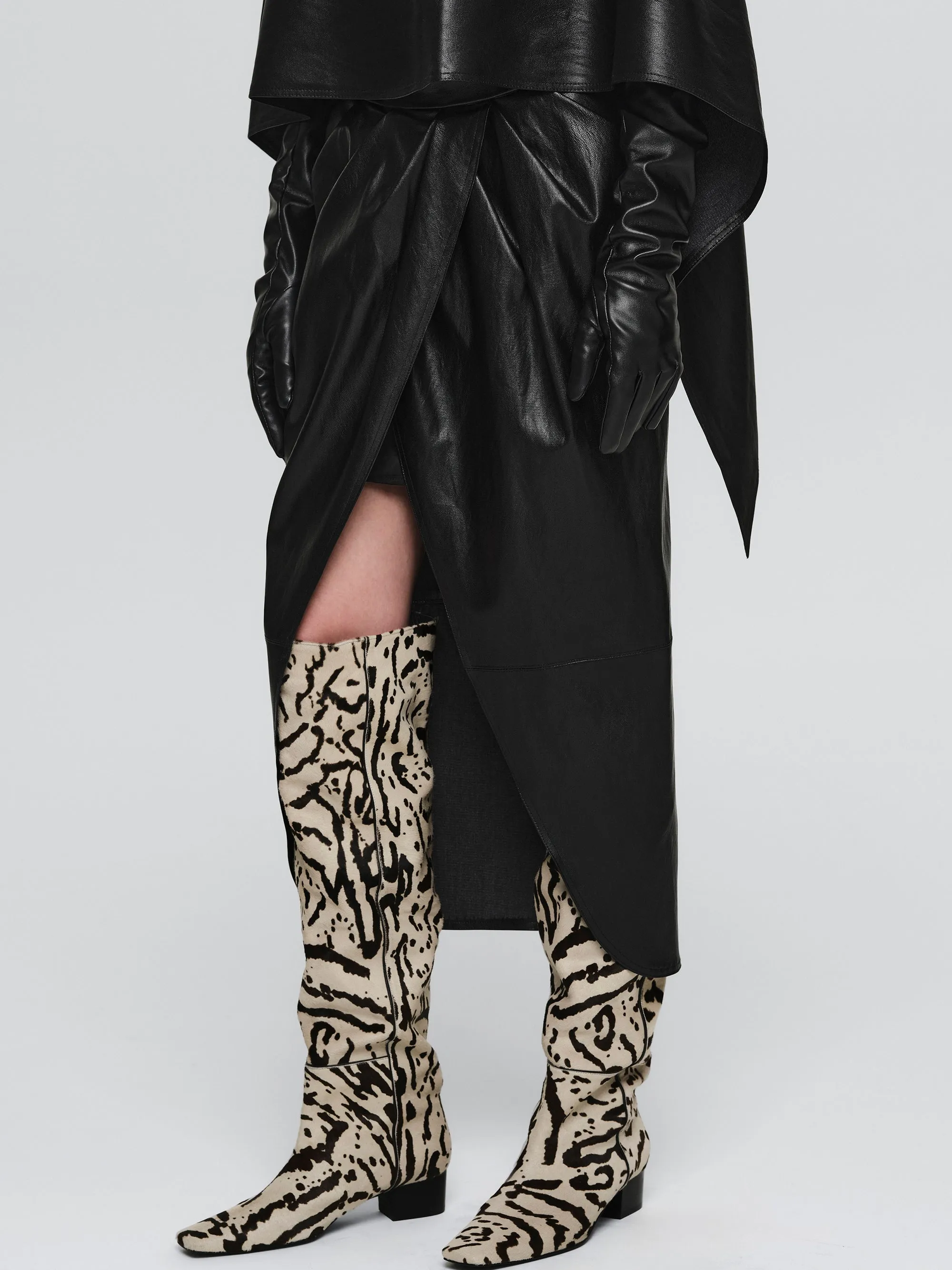 Faux-Leather Ruched Skirt, Black sold by Source Unknown product image thumbnail 3