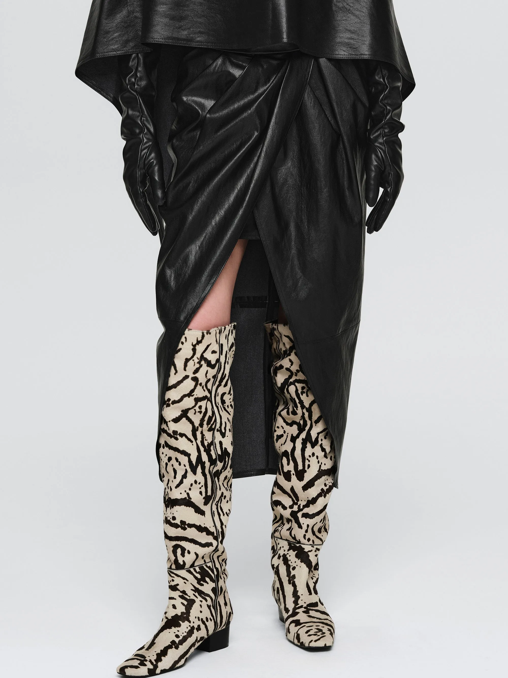 Faux-Leather Ruched Skirt, Black sold by Source Unknown product image thumbnail 2