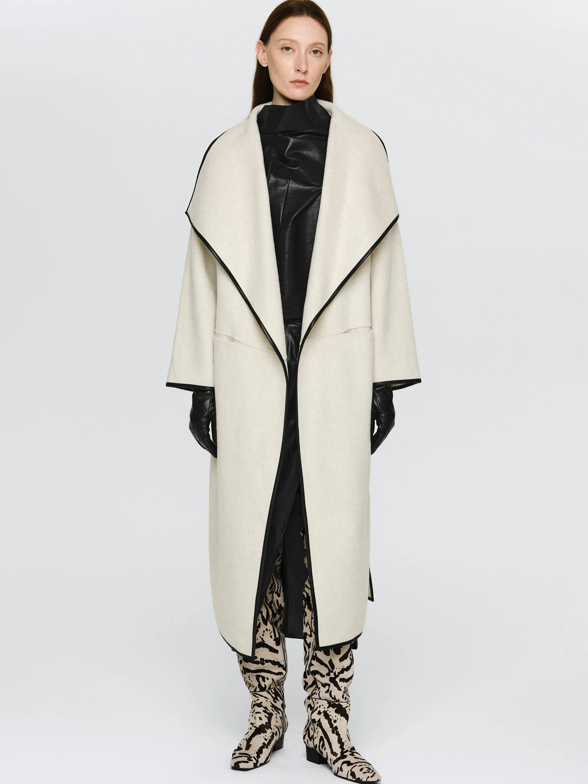 Trim Wrap Wool Coat, Ivory sold by Source Unknown product image thumbnail 3