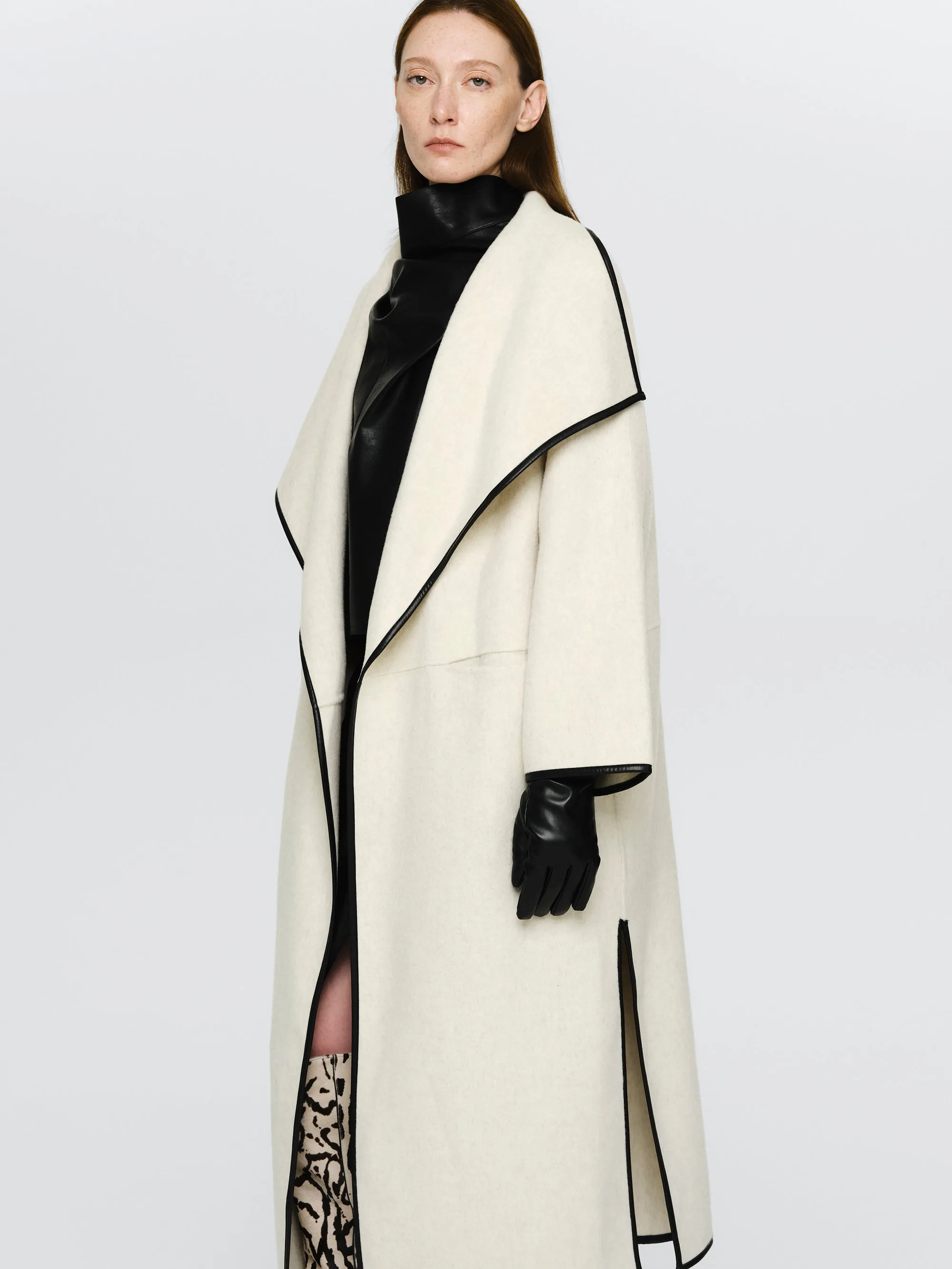 Trim Wrap Wool Coat, Ivory sold by Source Unknown product image thumbnail 2